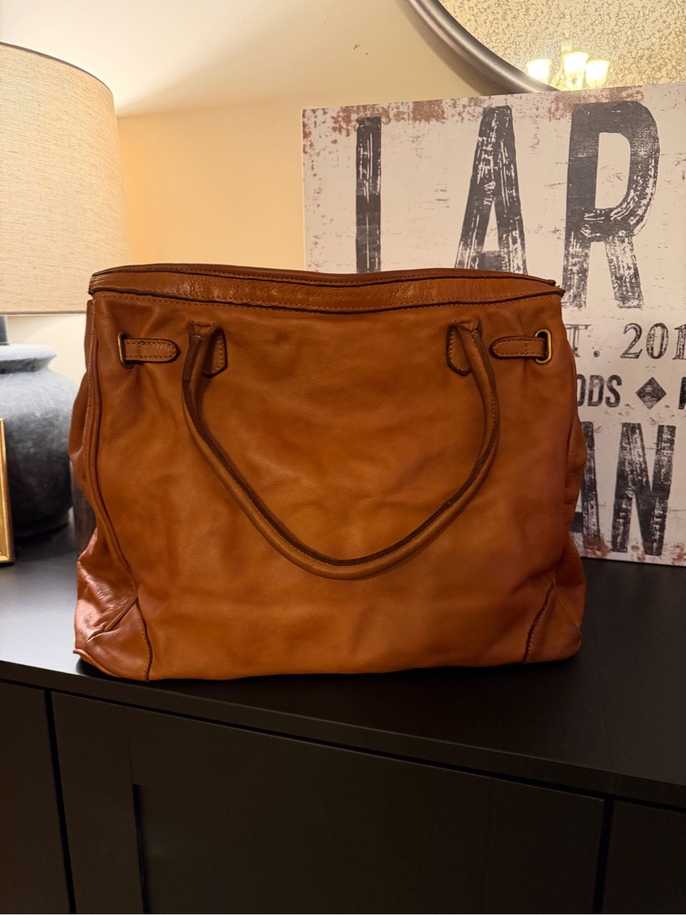 Italian Leather Birkin Style Bag - Picture 4 of 10